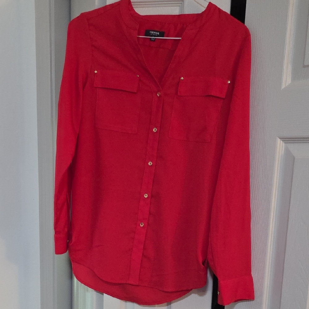 Premise Red Button Down Shirt